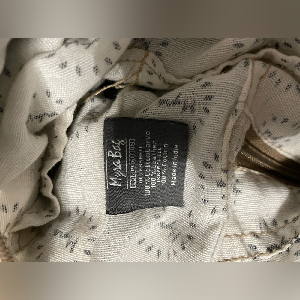 Gray Canvas and Leather Crossbody Bag with Tan Trim - Picture 10 of 14